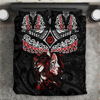 New Zealand Maori Girl Bedding Set Silver Fern and Koru Pattern