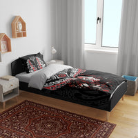 New Zealand Maori Girl Bedding Set Silver Fern and Koru Pattern