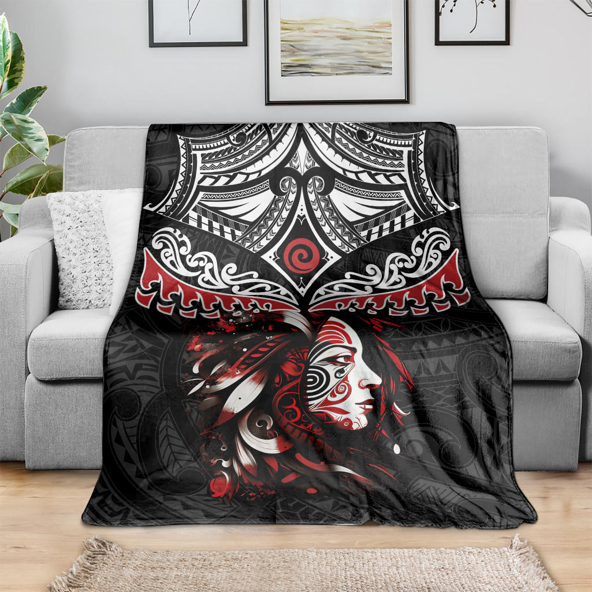 New Zealand Maori Girl Blanket Silver Fern and Koru Pattern LT03 - Polynesian Pride