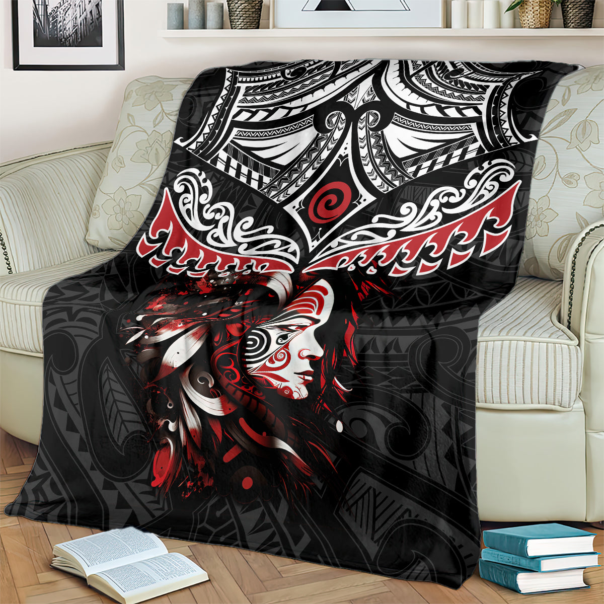 New Zealand Maori Girl Blanket Silver Fern and Koru Pattern LT03 - Polynesian Pride