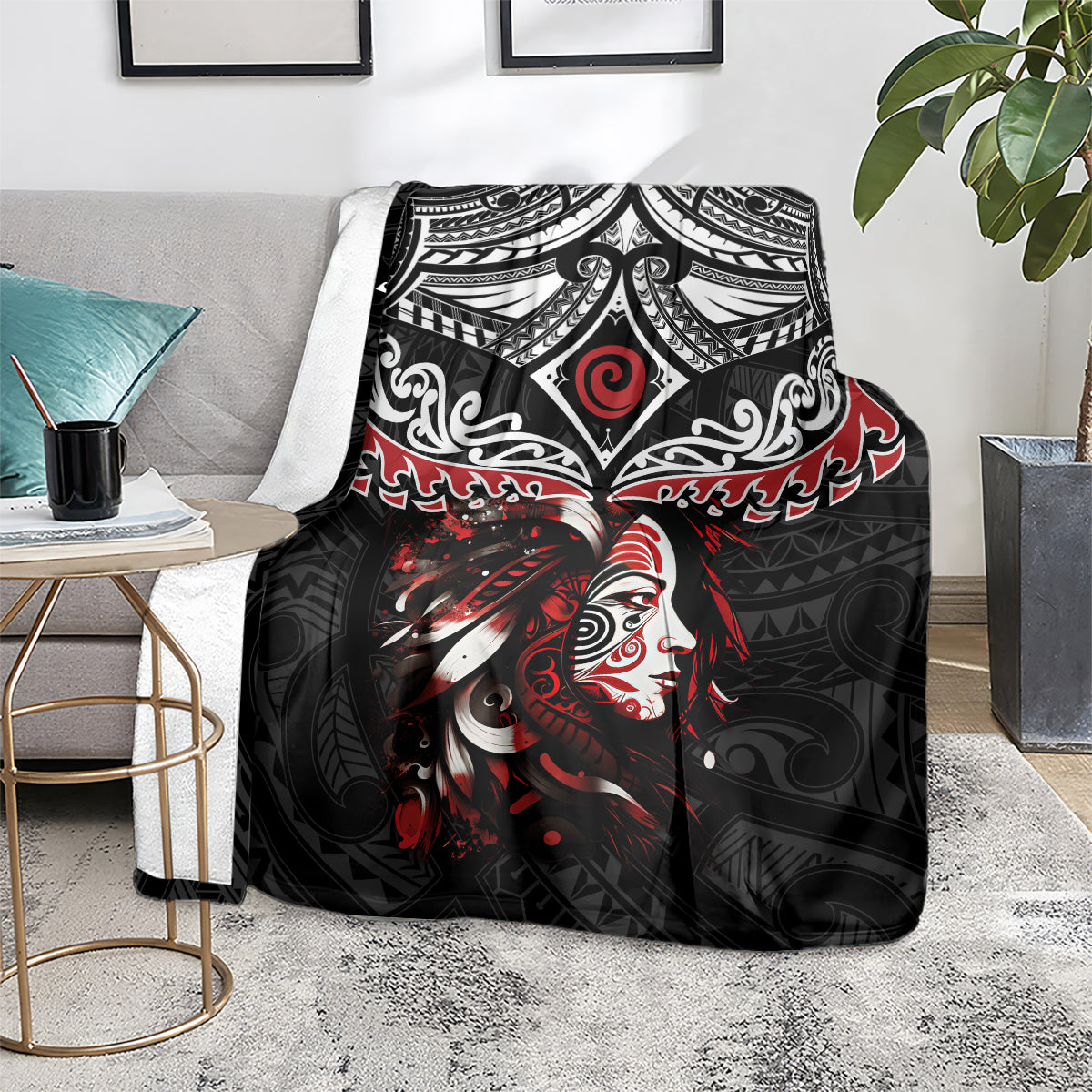 New Zealand Maori Girl Blanket Silver Fern and Koru Pattern LT03 - Polynesian Pride