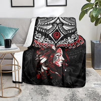 New Zealand Maori Girl Blanket Silver Fern and Koru Pattern LT03 - Polynesian Pride