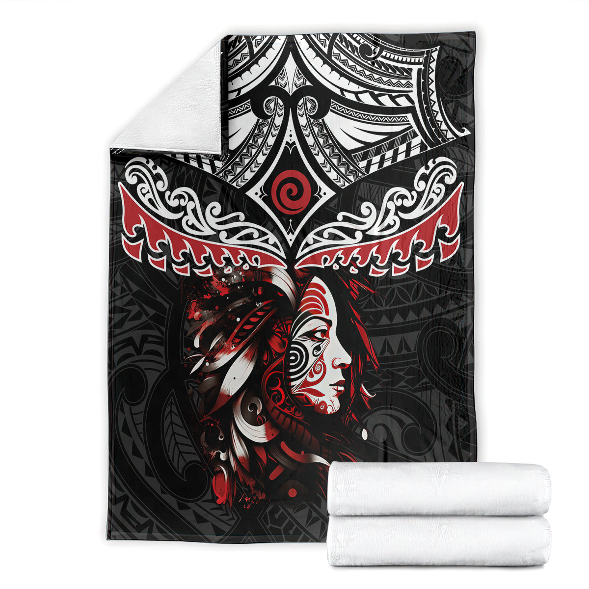 New Zealand Maori Girl Blanket Silver Fern and Koru Pattern LT03 - Polynesian Pride