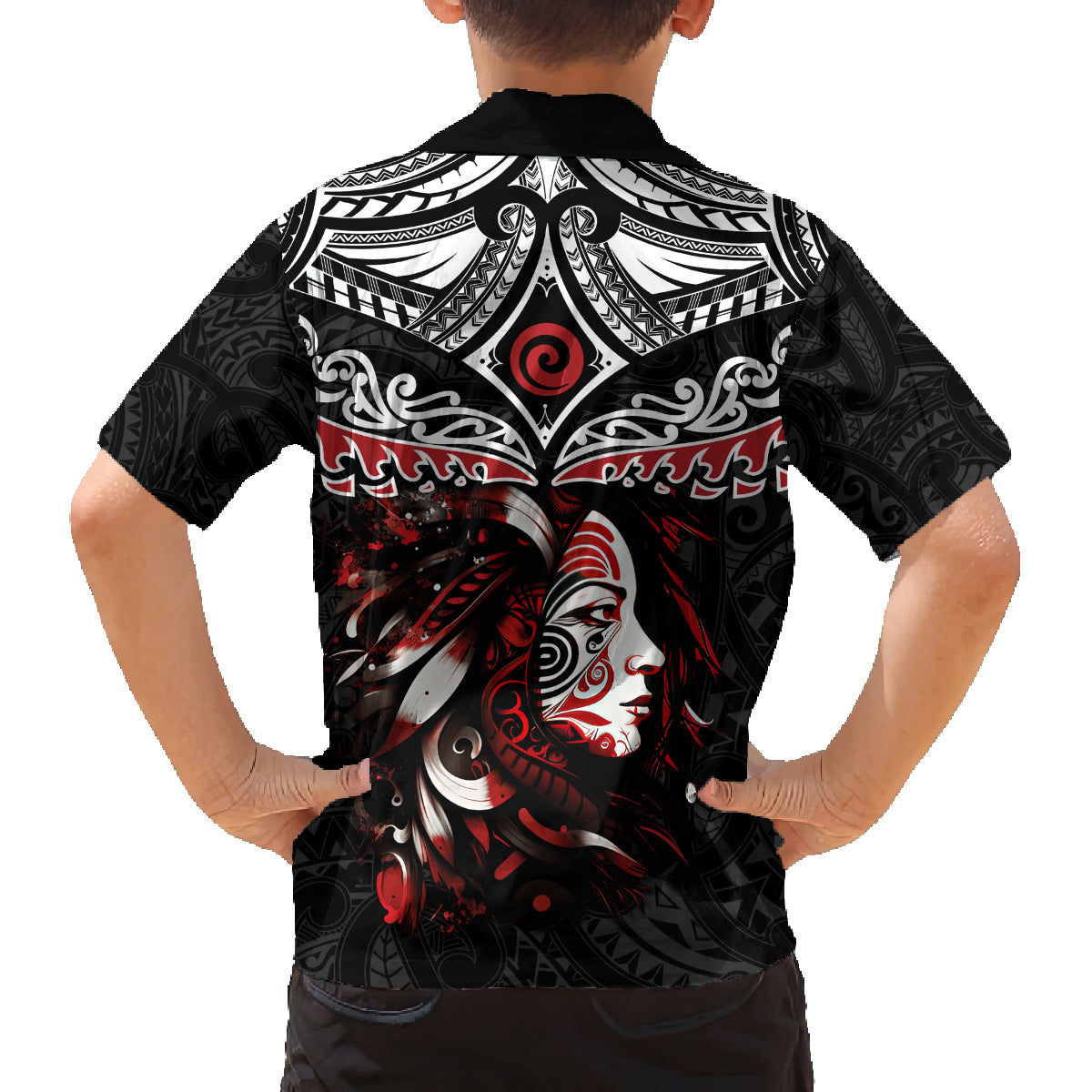 New Zealand Maori Girl Family Matching Off Shoulder Long Sleeve Dress and Hawaiian Shirt Silver Fern and Koru Pattern LT03 - Polynesian Pride
