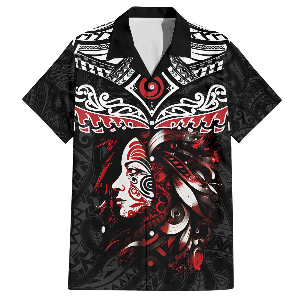 New Zealand Maori Girl Family Matching Off Shoulder Maxi Dress and Hawaiian Shirt Silver Fern and Koru Pattern LT03 Dad's Shirt - Short Sleeve Black - Polynesian Pride