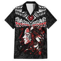 New Zealand Maori Girl Family Matching Off Shoulder Maxi Dress and Hawaiian Shirt Silver Fern and Koru Pattern LT03 Dad's Shirt - Short Sleeve Black - Polynesian Pride