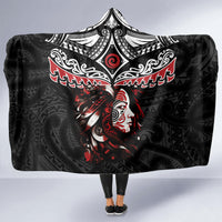 New Zealand Maori Girl Hooded Blanket Silver Fern and Koru Pattern LT03 - Polynesian Pride