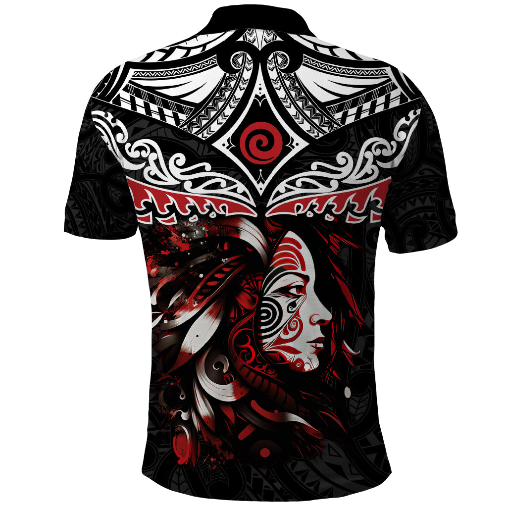 New Zealand Maori Girl Polo Shirt - Silver Fern and Koru Pattern LT03 - Polynesian Pride