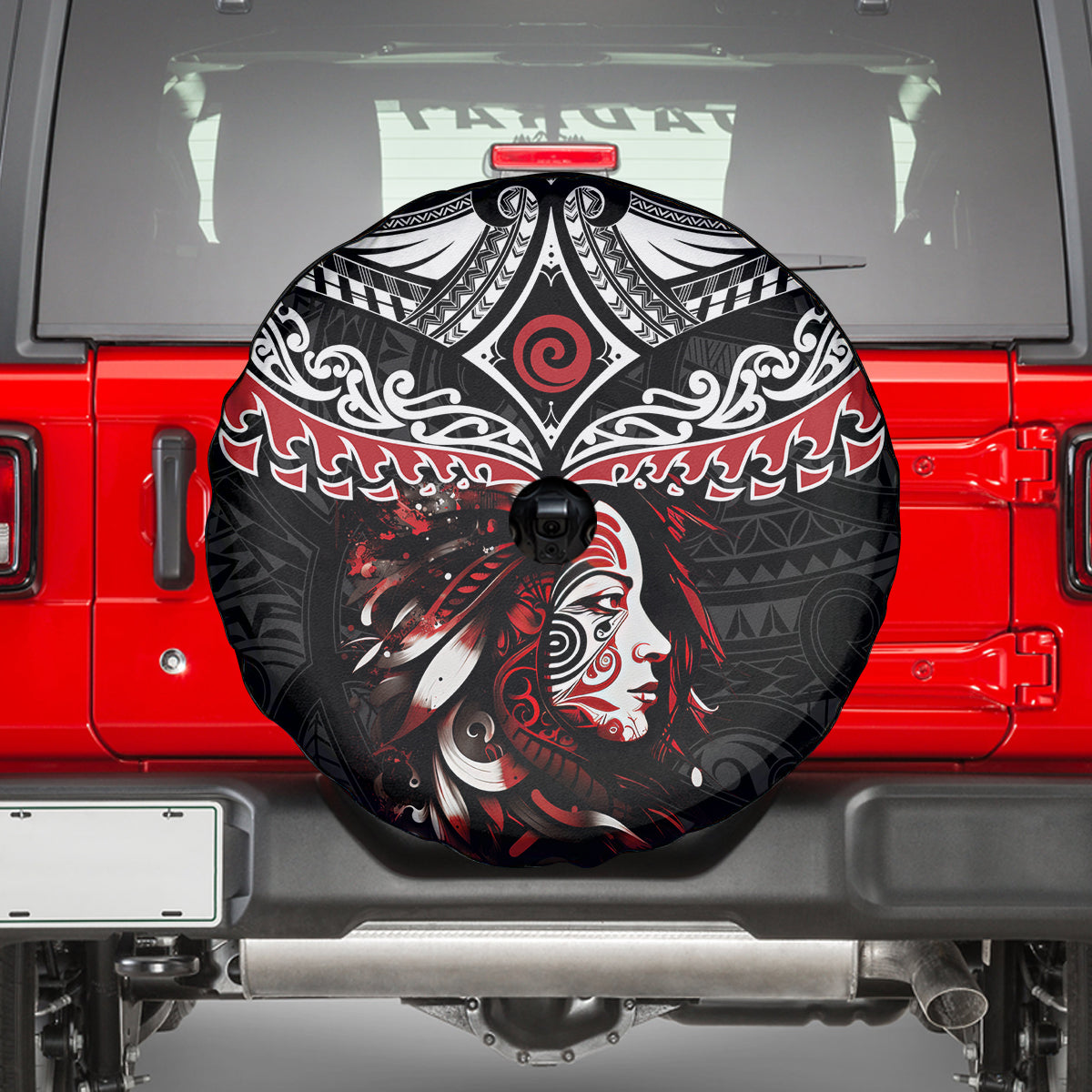 New Zealand Maori Girl Spare Tire Cover Silver Fern and Koru Pattern LT03 - Polynesian Pride