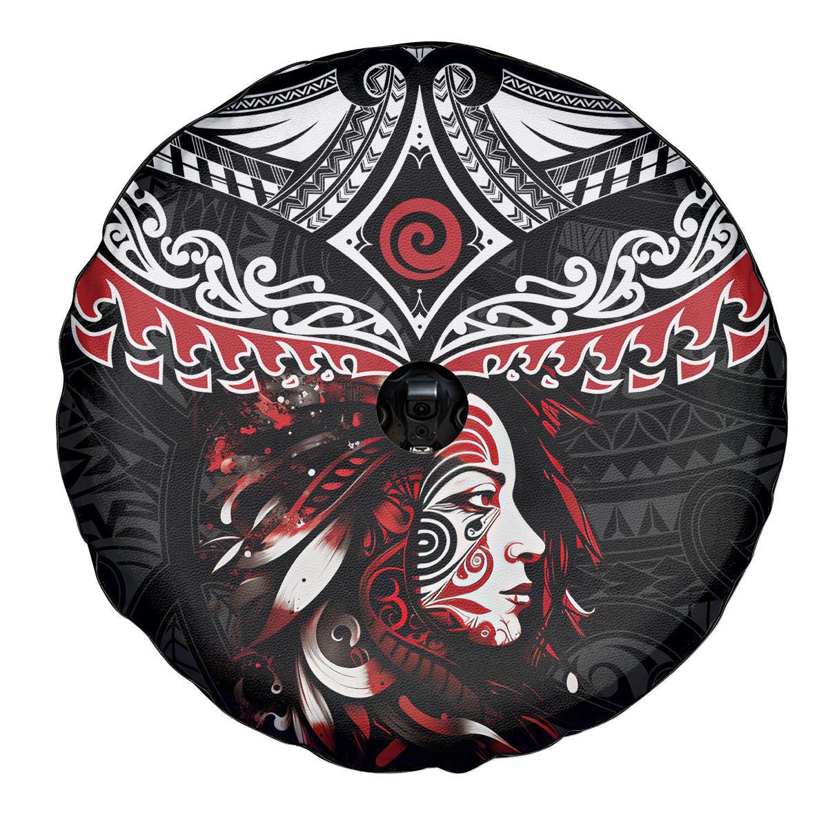 New Zealand Maori Girl Spare Tire Cover Silver Fern and Koru Pattern LT03 - Polynesian Pride