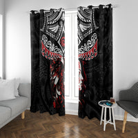 New Zealand Maori Girl Window Curtain Silver Fern and Koru Pattern