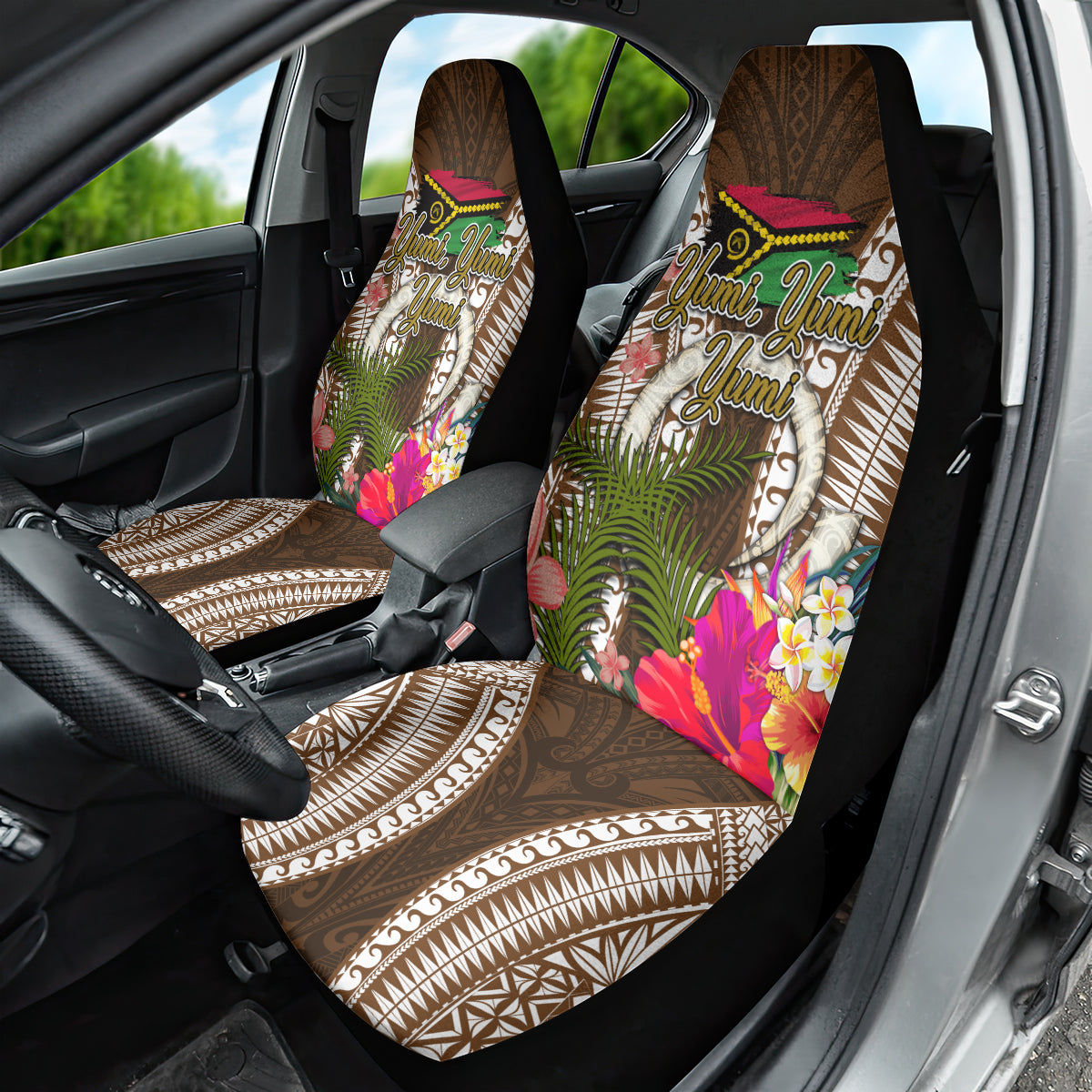 Vanuatu Selebretem 44th Indipendens Dei Car Seat Cover Yumi Pig Tusk and Namele Fern LT03 - Polynesian Pride