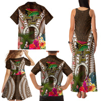 Vanuatu Selebretem 44th Indipendens Dei Family Matching Tank Maxi Dress and Hawaiian Shirt Yumi Pig Tusk and Namele Fern LT03 - Polynesian Pride
