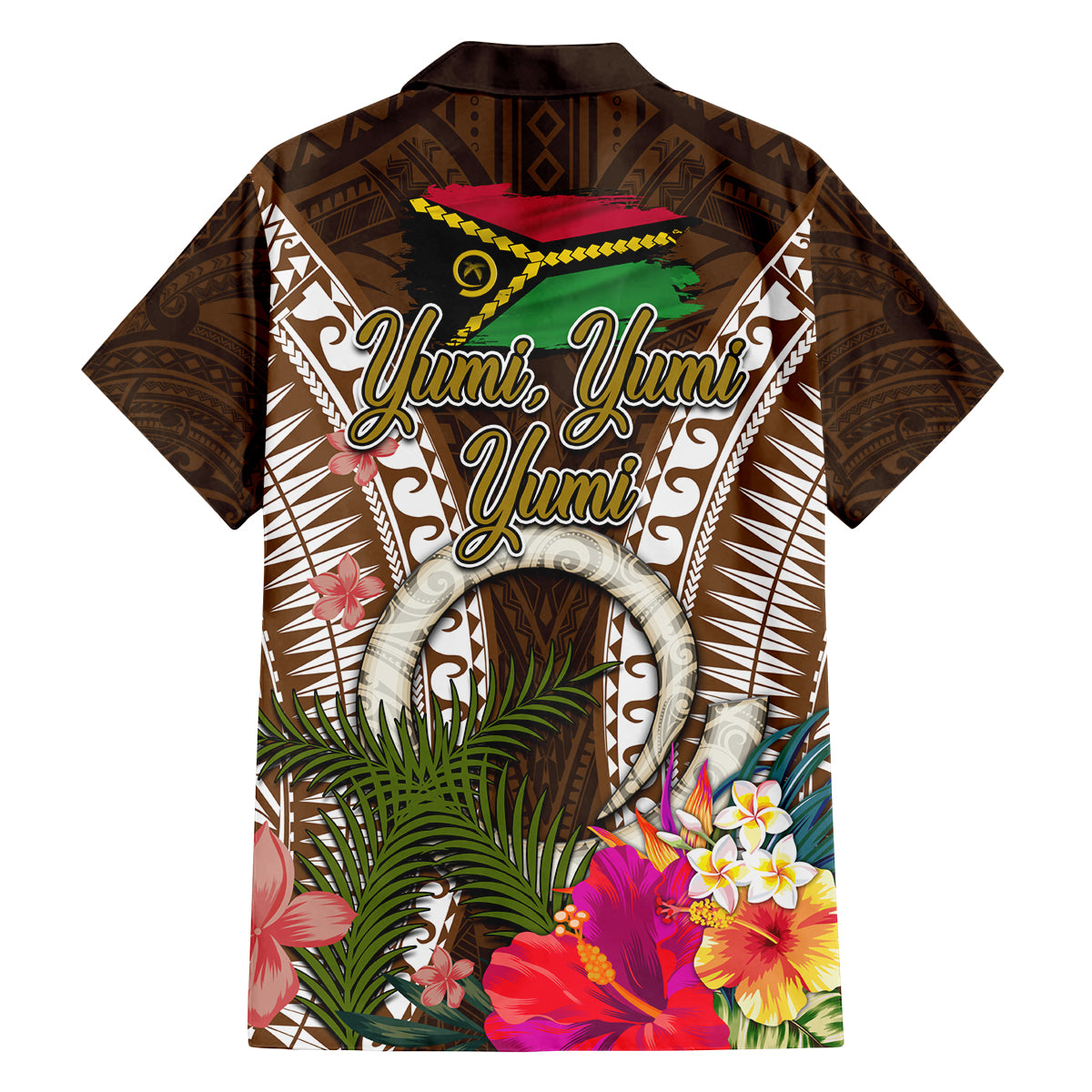 Vanuatu Selebretem 44th Indipendens Dei Family Matching Tank Maxi Dress and Hawaiian Shirt Yumi Pig Tusk and Namele Fern LT03 - Polynesian Pride