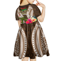 Vanuatu Selebretem 44th Indipendens Dei Kid Short Sleeve Dress Yumi Pig Tusk and Namele Fern LT03 - Polynesian Pride