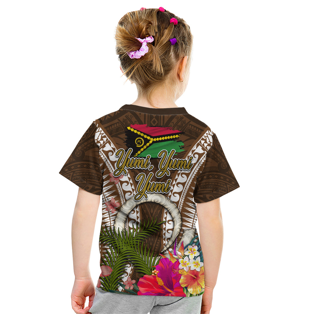 Vanuatu Selebretem 44th Indipendens Dei Kid T Shirt Yumi Pig Tusk and Namele Fern LT03 - Polynesian Pride