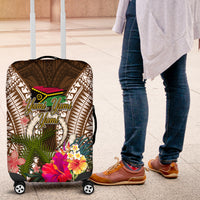 Vanuatu Selebretem 44th Indipendens Dei Luggage Cover Yumi Pig Tusk and Namele Fern LT03 Brown - Polynesian Pride