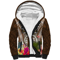 Vanuatu Selebretem 44th Indipendens Dei Sherpa Hoodie Yumi Pig Tusk and Namele Fern LT03 Unisex Brown - Polynesian Pride