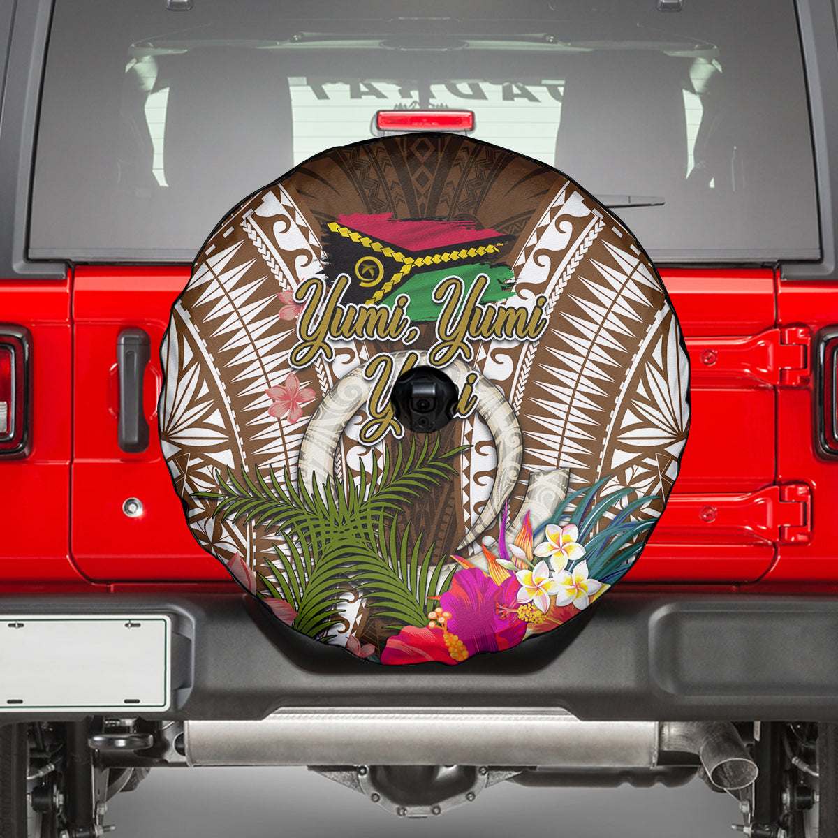 Vanuatu Selebretem 44th Indipendens Dei Spare Tire Cover Yumi Pig Tusk and Namele Fern LT03 - Polynesian Pride