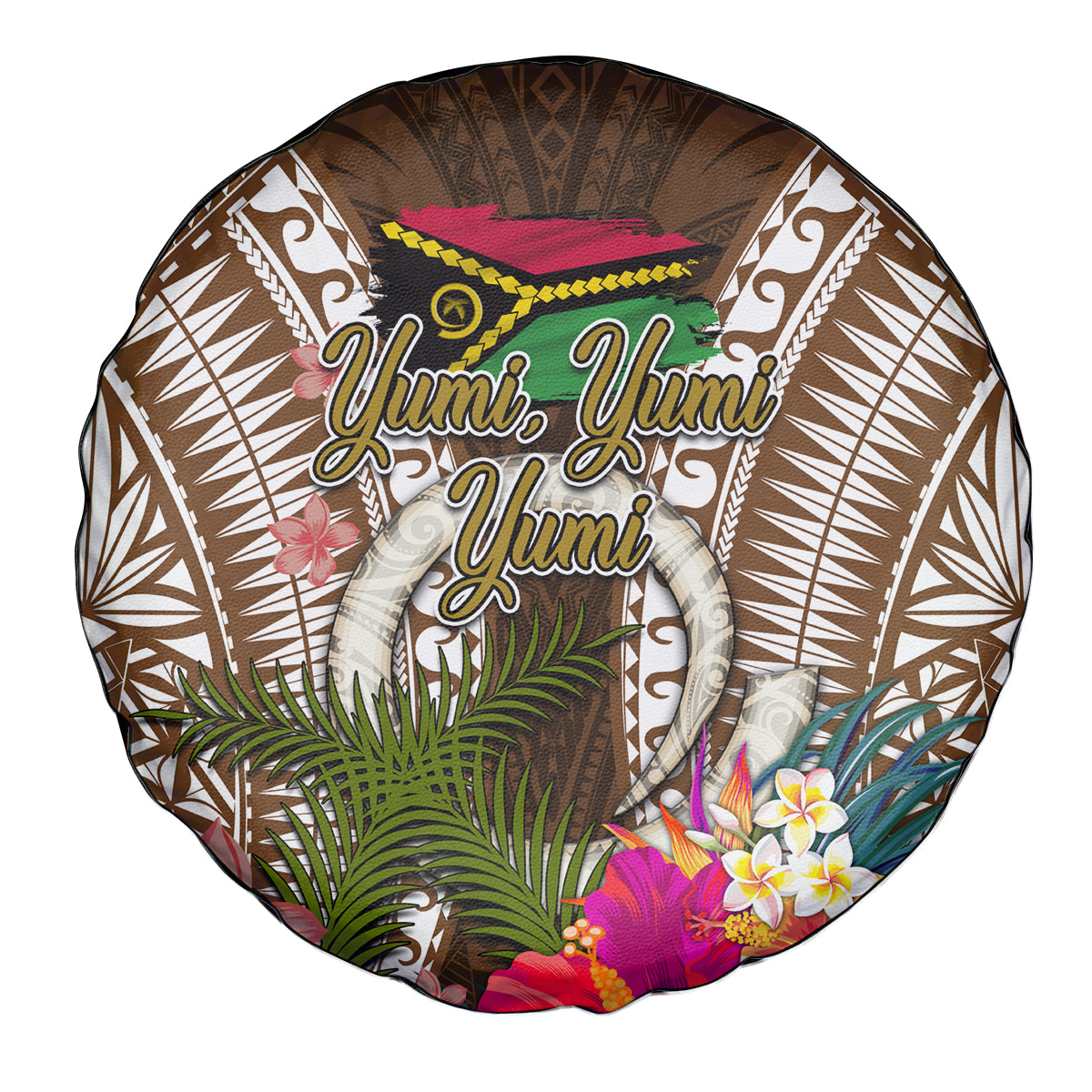 Vanuatu Selebretem 44th Indipendens Dei Spare Tire Cover Yumi Pig Tusk and Namele Fern LT03 - Polynesian Pride