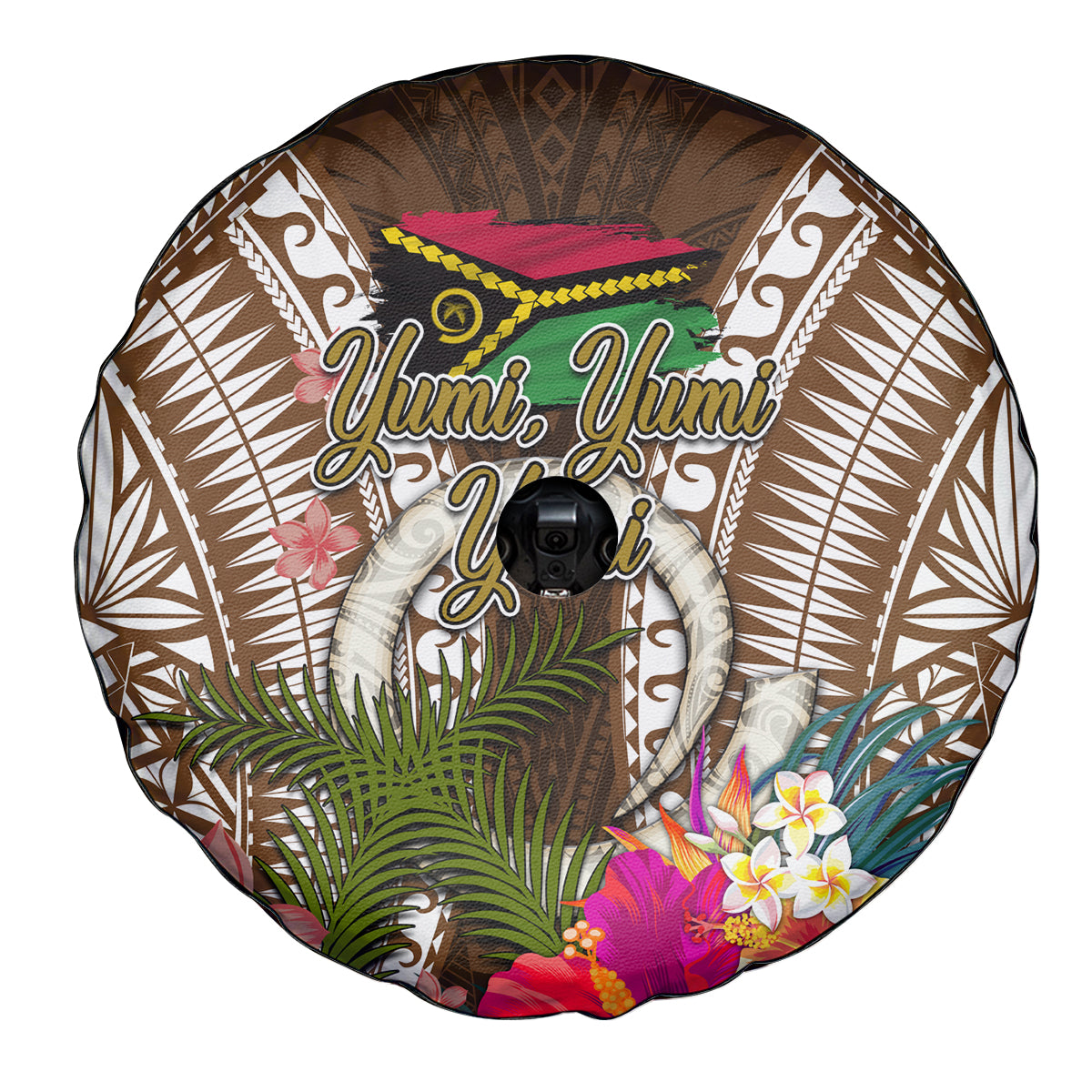 Vanuatu Selebretem 44th Indipendens Dei Spare Tire Cover Yumi Pig Tusk and Namele Fern LT03 - Polynesian Pride
