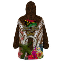 Vanuatu Selebretem 44th Indipendens Dei Wearable Blanket Hoodie Yumi Pig Tusk and Namele Fern LT03 - Polynesian Pride