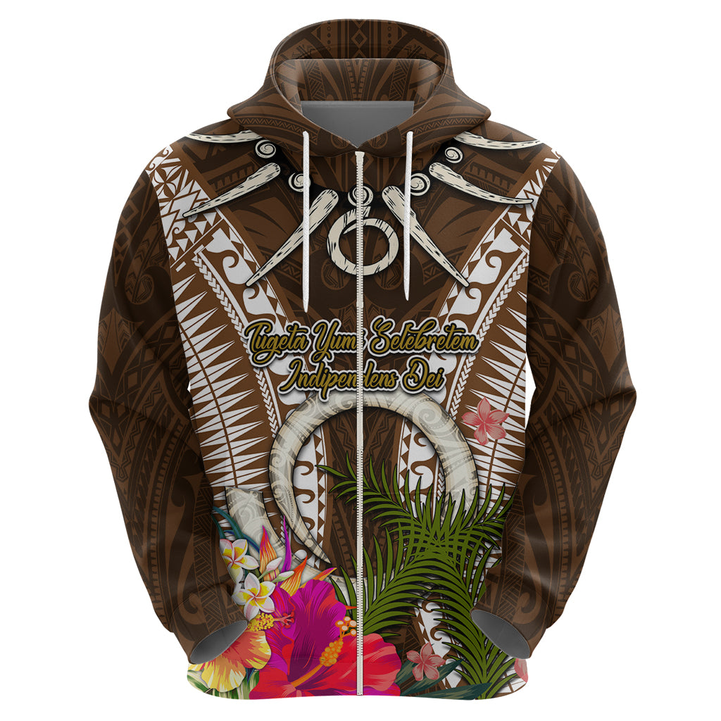 Vanuatu Selebretem 44th Indipendens Dei Zip Hoodie Yumi Pig Tusk and Namele Fern LT03 - Polynesian Pride