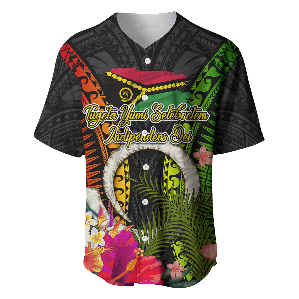 Vanuatu Independence Day Baseball Jersey Tugeta Yumi Selebretem Indipendens Dei LT03 Black - Polynesian Pride