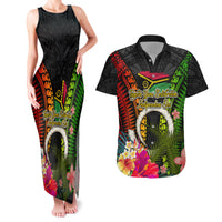 Vanuatu Independence Day Couples Matching Tank Maxi Dress and Hawaiian Shirt Tugeta Yumi Selebretem Indipendens Dei LT03 Black - Polynesian Pride