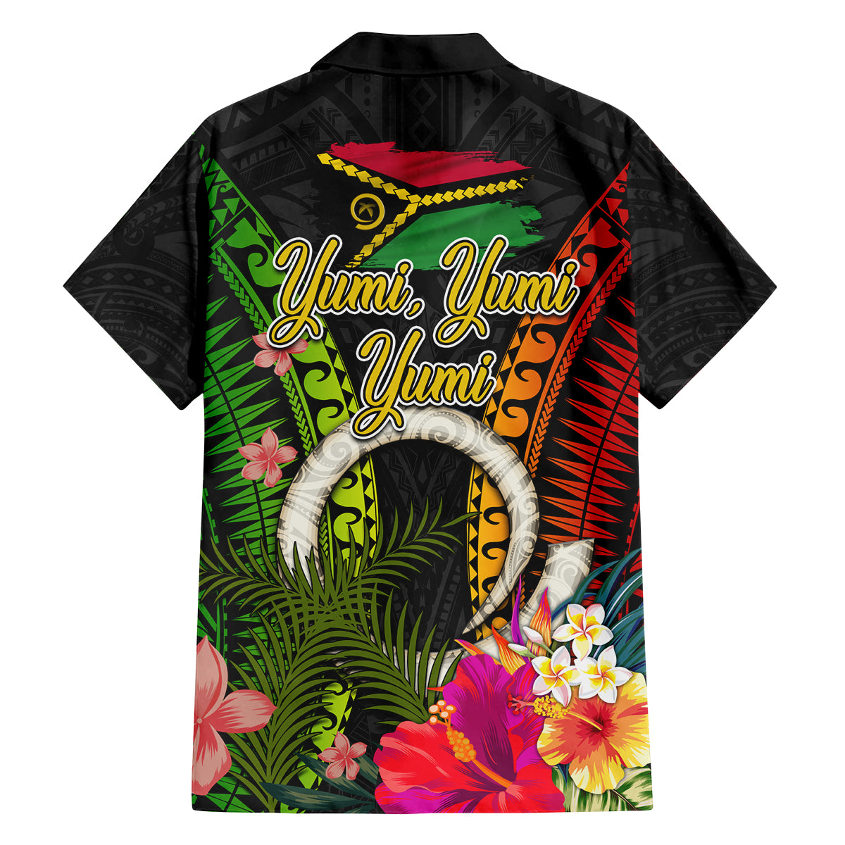 Vanuatu Independence Day Family Matching Off The Shoulder Long Sleeve Dress and Hawaiian Shirt Tugeta Yumi Selebretem Indipendens Dei LT03 - Polynesian Pride