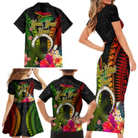 Vanuatu Independence Day Family Matching Short Sleeve Bodycon Dress and Hawaiian Shirt Tugeta Yumi Selebretem Indipendens Dei LT03 - Polynesian Pride