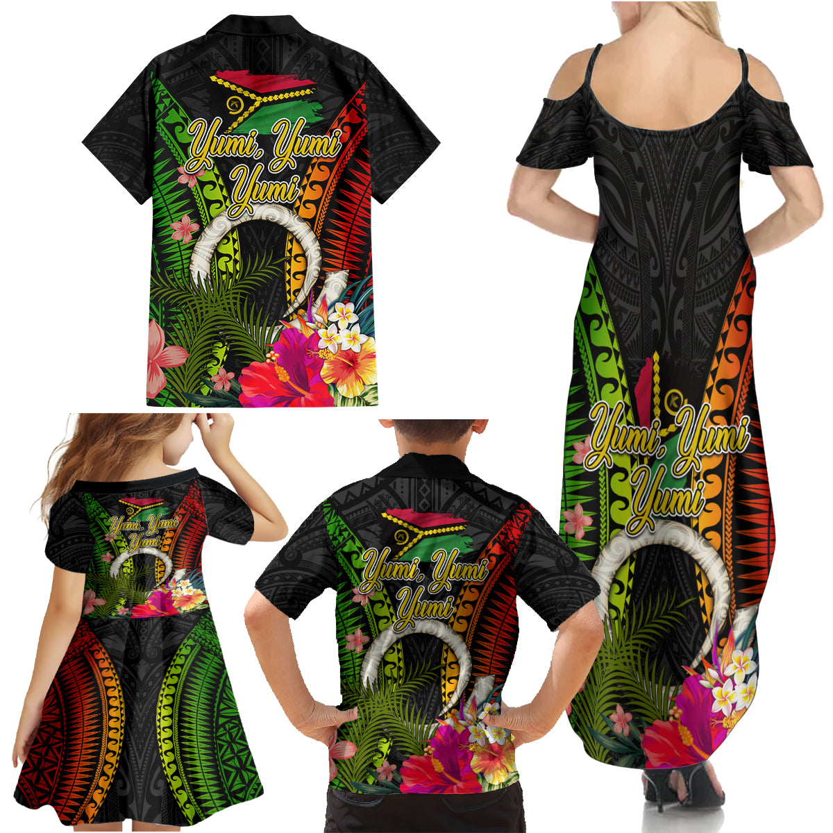 Vanuatu Independence Day Family Matching Summer Maxi Dress and Hawaiian Shirt Tugeta Yumi Selebretem Indipendens Dei LT03 - Polynesian Pride