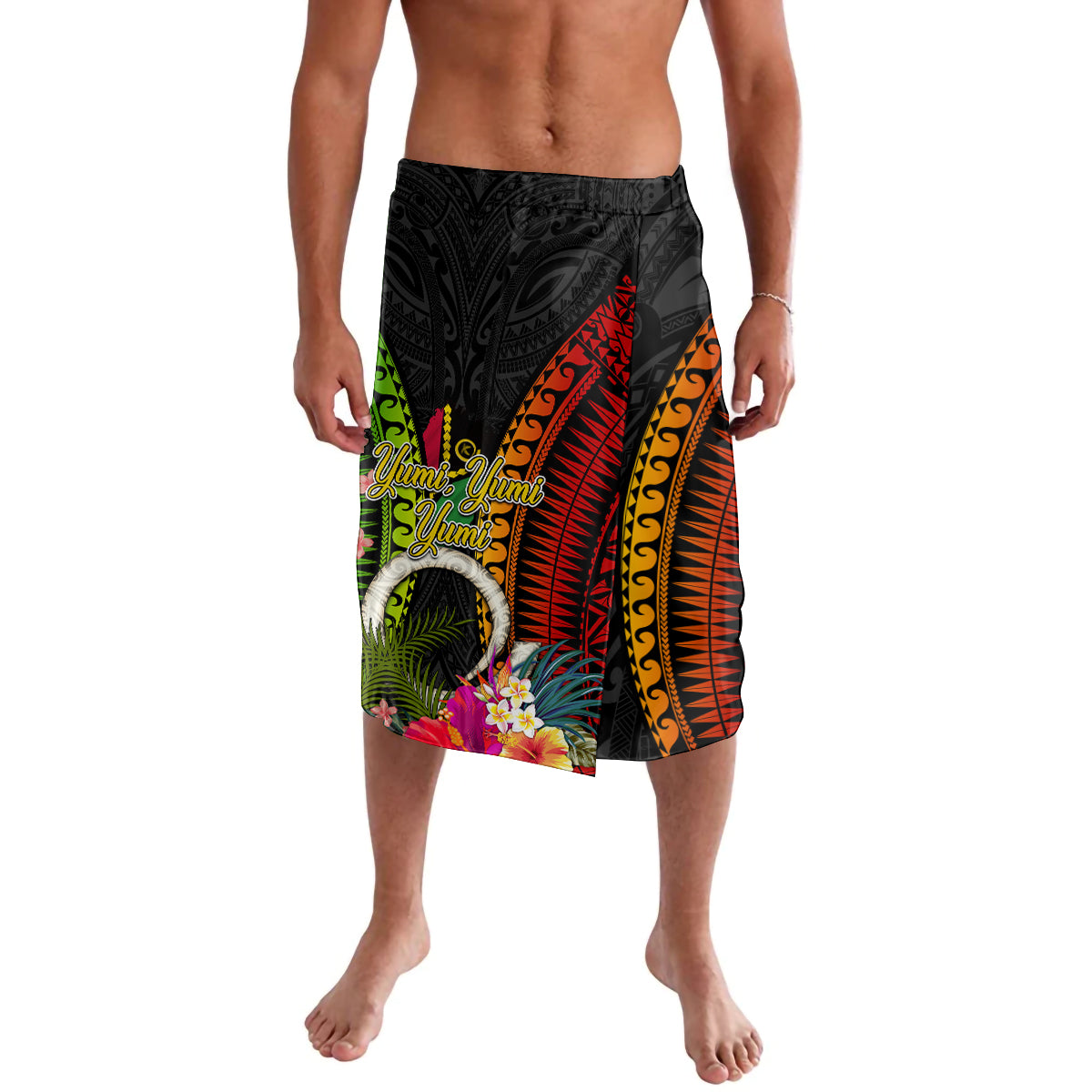 Vanuatu Independence Day Lavalava Tugeta Yumi Selebretem Indipendens Dei LT03 Black - Polynesian Pride