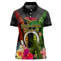 Vanuatu Independence Day Women Polo Shirt Tugeta Yumi Selebretem Indipendens Dei LT03 Female Black - Polynesian Pride