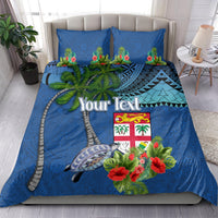 Personalised Fiji Independence Day Bedding Set Fijian Coat of Arms Palm and Hibiscus Tapa Pattern LT03 - Polynesian Pride