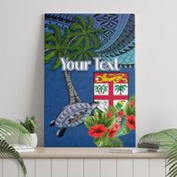 Personalised Fiji Independence Day Canvas Wall Art Fijian Coat of Arms Palm and Hibiscus Tapa Pattern LT03 - Polynesian Pride