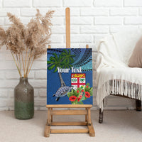 Personalised Fiji Independence Day Canvas Wall Art Fijian Coat of Arms Palm and Hibiscus Tapa Pattern LT03 - Polynesian Pride
