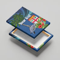 Personalised Fiji Independence Day Canvas Wall Art Fijian Coat of Arms Palm and Hibiscus Tapa Pattern LT03 - Polynesian Pride