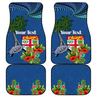 Personalised Fiji Independence Day Car Mats Fijian Coat of Arms Palm and Hibiscus Tapa Pattern LT03 - Polynesian Pride