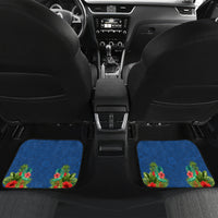 Personalised Fiji Independence Day Car Mats Fijian Coat of Arms Palm and Hibiscus Tapa Pattern LT03 Set 2pcs - Back Blue - Polynesian Pride