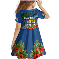 Personalised Fiji Independence Day Family Matching Mermaid Dress and Hawaiian Shirt Fijian Coat of Arms Palm and Hibiscus Tapa Pattern LT03 - Polynesian Pride