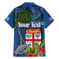 Personalised Fiji Independence Day Family Matching Puletasi and Hawaiian Shirt Fijian Coat of Arms Palm and Hibiscus Tapa Pattern LT03 - Polynesian Pride
