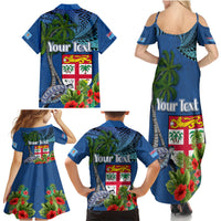 Personalised Fiji Independence Day Family Matching Summer Maxi Dress and Hawaiian Shirt Fijian Coat of Arms Palm and Hibiscus Tapa Pattern LT03 - Polynesian Pride