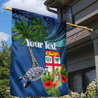 Personalised Fiji Independence Day Garden Flag Fijian Coat of Arms Palm and Hibiscus Tapa Pattern LT03 - Polynesian Pride