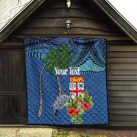 Personalised Fiji Independence Day Quilt Fijian Coat of Arms Palm and Hibiscus Tapa Pattern LT03 - Polynesian Pride