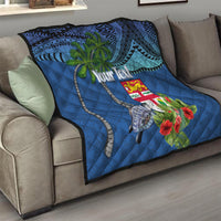 Personalised Fiji Independence Day Quilt Fijian Coat of Arms Palm and Hibiscus Tapa Pattern LT03 - Polynesian Pride