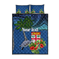 Personalised Fiji Independence Day Quilt Bed Set Fijian Coat of Arms Palm and Hibiscus Tapa Pattern LT03 - Polynesian Pride