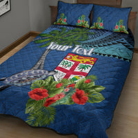 Personalised Fiji Independence Day Quilt Bed Set Fijian Coat of Arms Palm and Hibiscus Tapa Pattern LT03 - Polynesian Pride