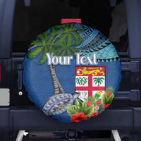 Personalised Fiji Independence Day Spare Tire Cover Fijian Coat of Arms Palm and Hibiscus Tapa Pattern LT03 - Polynesian Pride