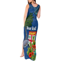 Personalised Fiji Independence Day Tank Maxi Dress Fijian Coat of Arms Palm and Hibiscus Tapa Pattern LT03 - Polynesian Pride